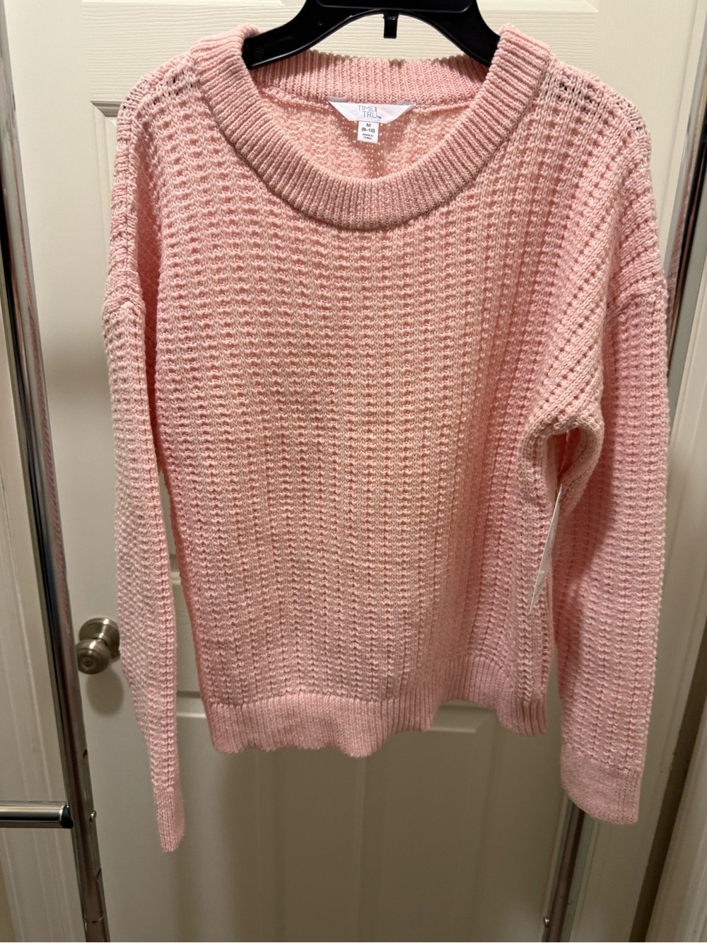 New with tags pinkWaffle-Knit Crewneck Sweater